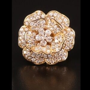 Gold over sterling silver CZ floral ring